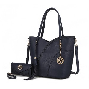 MKF Collection Imogene Two-tone Whip Stitches Vegan Leather Women’s Shoulder bag with Wallet by Mia K - 1 of 4