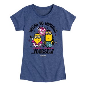 Girls' - Despicable Me Minions - Dress To Impress Yourself Fitted Short Sleeve Graphic T-Shirt - 1 of 4