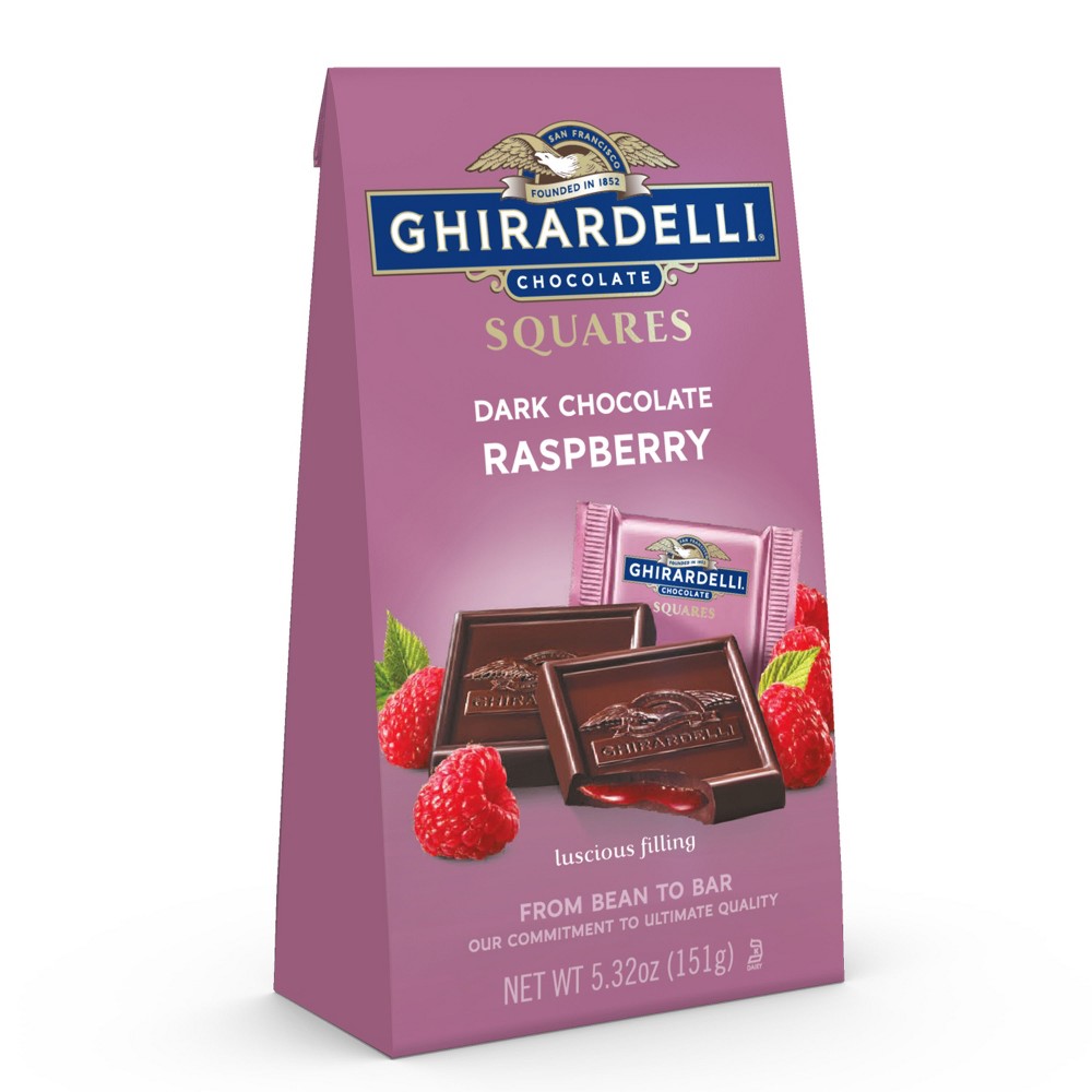 UPC 747599306532 product image for Ghirardelli Dark Chocolate Raspberry Candy SQUARES Medium Bag - 5.32oz | upcitemdb.com
