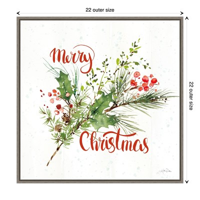 Merry Christmas Framed Canvas Wall Art 22" x 22"