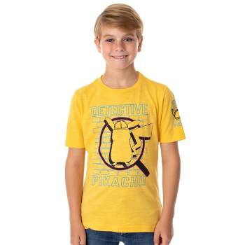 Pokemon Detective Pikachu Big Boys Short Sleeve T-Shirt Yellow Kids