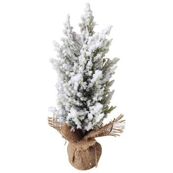 Northlight 12.5" Heavily Flocked Pine Tree in Burlap Base Christmas Decoration