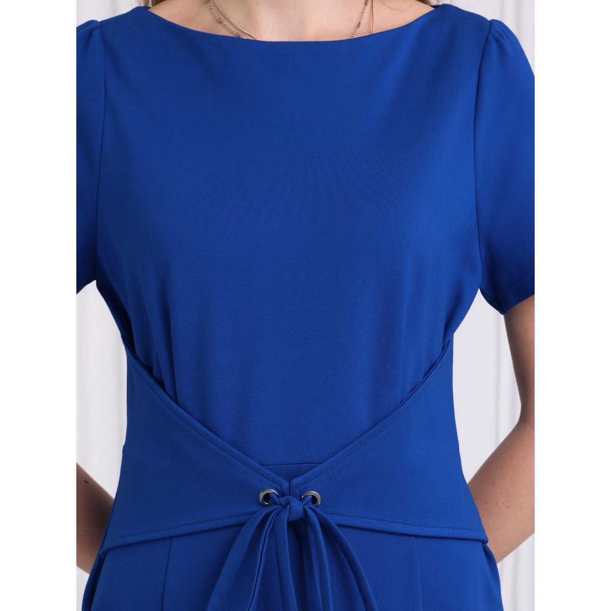 Женские платья INSPIRE CHIC Women's Short Sleeve Boat Neck Tie Waist Bodycon Dress Royal Blue Large — фото 4