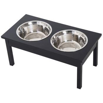 Pawhut Large Elevated Dog Bowls With Storage Drawer Containing 21l  Capacity, Raised Dog Bowl Stand Pet Food Bowl Dog Feeding Station, Gray :  Target