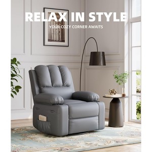 Rocker Recliner Chair,360° Swivel Recliner Chair with Massage and Heat for Adults,Manual Recliner Single Sofa Seat with Cup Holders for Living Room - 1 of 4