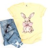 Bunny Watercolor With Bow - Women's Garment Dyed Graphic T-Shirt - 3 of 4