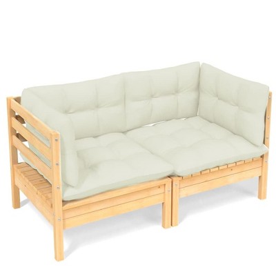 vidaXL 2-Seater Patio Sofa with Cream Cushions - Solid Pinewood Construction, Modular Design for Customizable Configurations