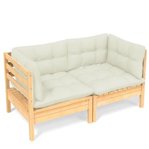vidaXL 2-Seater Patio Sofa with Cream Cushions - Solid Pinewood Construction, Modular Design for Customizable Configurations - 1 of 4