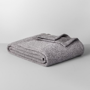 Full/Queen Solid Sweater Fleece Bed Blanket Gray - Made By Design
