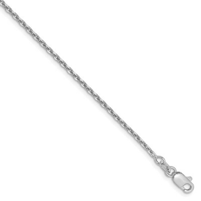 Black Bow Jewelry 1.65mm 14k White Gold Diamond Cut Solid Cable Chain Anklet
