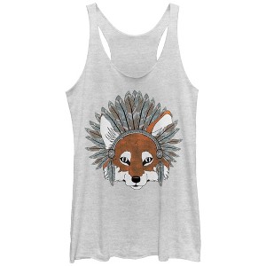 Women's Lost Gods Fox Feather Headdress Racerback Tank Top - 1 of 3