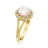 Ross-Simons 7-7.5mm Cultured Pearl Ring With Diamonds in 18kt Gold Over Sterling - 3 of 4