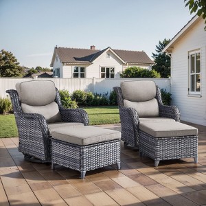 Gymojoy Outdoor Gliders Chairs Swivel Chairs Ottoman with 5-Inch Thick Cushions - 1 of 4