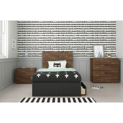 4pc Twin Bogota Bedroom Set with Headboard Extension Panels Brown/Black - Nexera