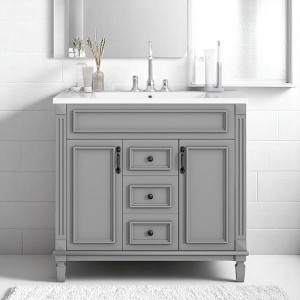 Mshliw 36 Inch Bathroom Vanity with Sink, Modern Freestanding Storage Cabinet with 2 Soft Closing Doors and 2 Drawers, Single Sink Bath Vanity(Gray) - 1 of 4