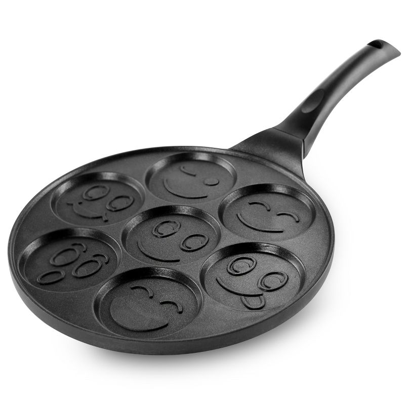 MegaChef Happy Face Emoji 10.5 Inch Aluminum Nonstick Pancake Maker Pan with Cool Touch Handle, 1 of 11