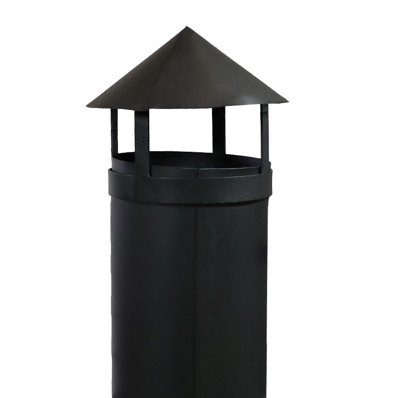 Sunnydaze Outdoor Backyard Patio Steel Wood-Burning Fire Pit Chiminea with Rain Cap, Wood Grate, and Fire Poker - 56" - Black, 5 of 11