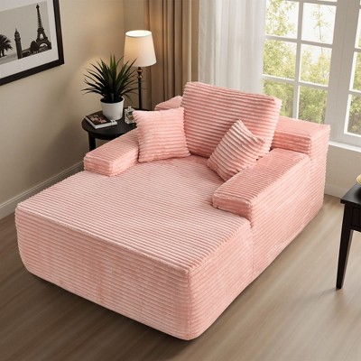 XIZZI 67" Oversized Chaise Lounge Indoor, Upholstered Sofa Bed with Throw Pillows, No Assembly Required, Plush Chair Bed for Living Room