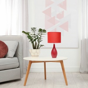 18.11" Traditional Standard Ceramic Dewdrop Table Desk Lamp with Matching Fabric Shade - Creekwood Home - 1 of 4