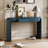 ModernLuxe Natural Wood Grain Entryway Console Table, Oval Top Sofa Table with Fluted Design & 2 Drawers for Living Room/Hallway - 2 of 4