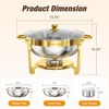 Warmounts 5QT Gold Luxury Round Chafing Dish Buffet Set Food Warmer with Glass Lids & Holders - 3 of 4