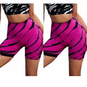 INSPIRE CHIC 2 Pcs Women's Tie Dye High Waisted Workout Running Fitness Thigh Slimmers - 1 of 4