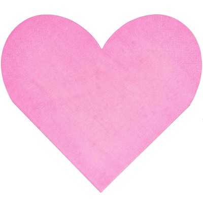 Blue Panda 50 Pack Pink Heart Shaped Disposable Cocktail Paper Napkins for Valentines Party Supplies