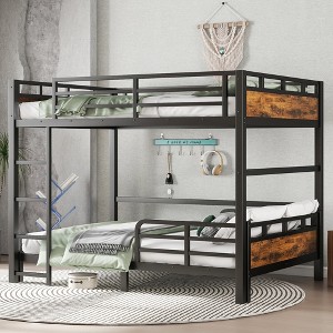 Racxily Full XL over Full XL Metal Bunk Bed/Metal Loft Bed,Separable Bunk Beds,with raised security fence - 1 of 4
