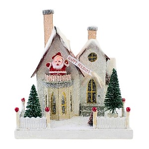 Cody Foster 8.0 Inch Santa's House Christmas Putz House , Christmas Decor Village Putz  Retro Looking (1PC) - 1 of 4