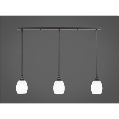 Toltec Lighting Any 3 - Light Chandelier in  Dark Granite with 5" White Linen  Shade