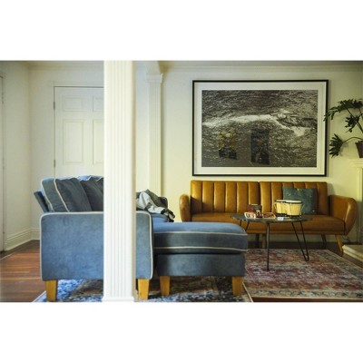 Retro Glam Black Faux Marble & Metal Hairpin Nesting Tables