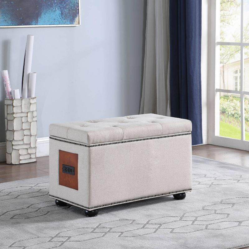 Storage Ottoman with Charging Station - Ore International, 4 of 7