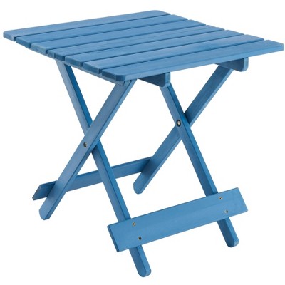 DOMETOUR Patio Folding Square Table Outdoor Solid Wood Table for Backyard, Balcony, Portable Design Space-Saving