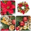 24in Pre-Lit Red and Gold LED Christmas Wreath with 20 LED Lights,Artificial Rattan Bottom Flowers & Christmas Balls Red Gold - 3 of 4