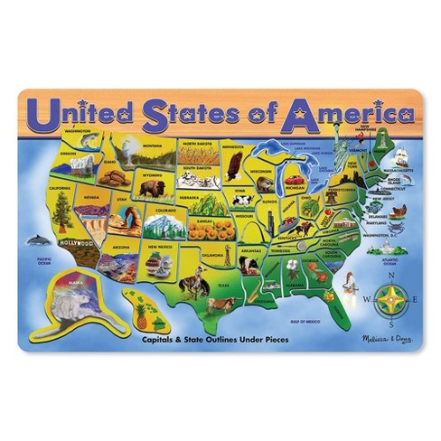 Melissa Doug Usa Map Kids Wooden Puzzle 45pc Target