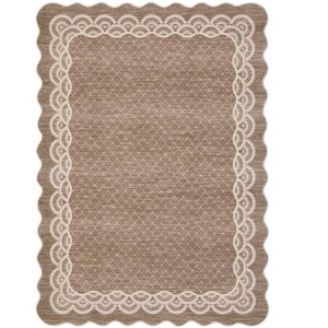 Washable Scalloped Living Room Rugs, Plaid Floral Soft Non Slip Bedroom Carpet, Large Low Pile Dining Room Rugs - 1 of 4
