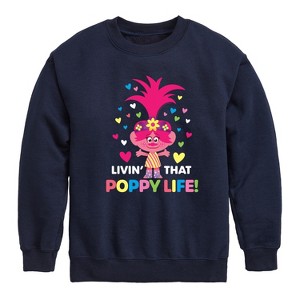 Boys' - Trolls - Livin That Poppy Life Graphic Long Sleeve Fleece Sweatshirt - 1 of 4