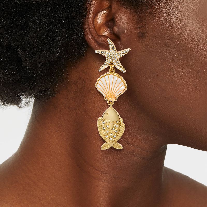 SUGARFIX by BaubleBar Give Them Shell Earrings - Gold, 2 of 4