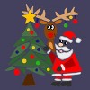 Women's Design By Humans Funny Cute Santa Claus and Christmas Reindeer by Tree By SmileToday Racerback Tank Top - 2 of 3