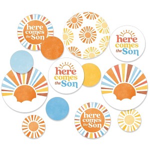 Big Dot of Happiness Here Comes The Son Baby Shower Decor, Boy Boho Giant Circle Confetti, Retro Sunshine Party Decorations - 27 Count - 1 of 4
