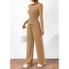 Women's 2 Piece Lounge Sets Asymmetrical Long Sleeve T Shirt Wide Leg Pants Casual Outfits Tracksui - 2 of 4