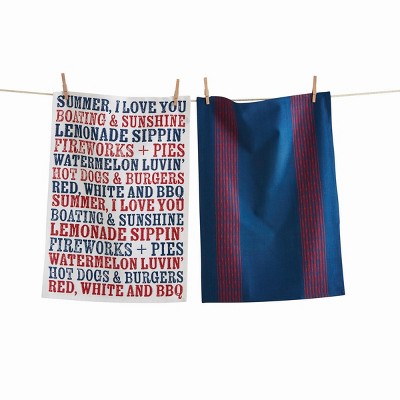 tagltd Summer I Love You Dish Towel Set Of 2 Cotton 26" X 18" Cleaning Kitchen Towel Machine Washable