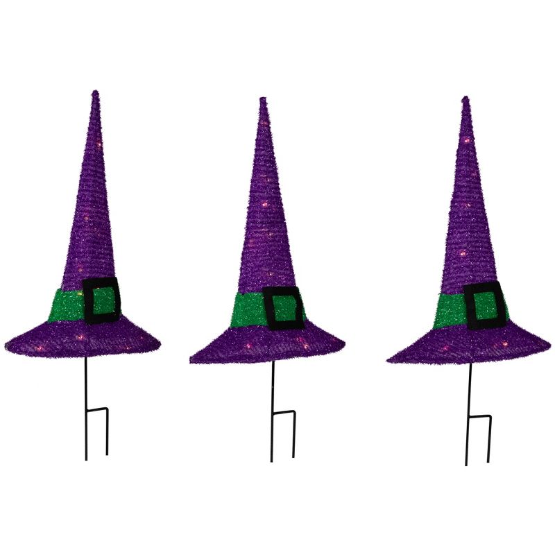 Northlight 14" LED Lighted Purple Witches Hat Outdoor Halloween Pathway Markers, 4 of 7