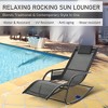 Outdoor Rocking Chair, Chaise Lounge Pool Chair for Sun Tanning, Sunbathing, a Rocker with Side Pocket, Armrests & Pillow for Patio, Lawn, Beach - 4 of 4