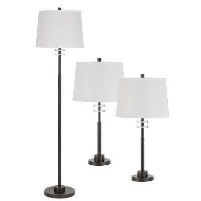 59" 3-way Floor Lamp and (28") Set of 2 Table Lamps Dark Bronze - Cal Lighting