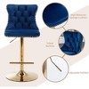 QingMoon Swivel Bar Stools Set of 2, Adjustable Barstools, Velvet Tufted Counter Height Chairs with Nailhead Trim for Kitchen Island, Home Pub - 3 of 4