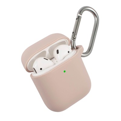 Insten Case Compatible with AirPods 1 & 2 - Protective Silicone Skin Cover with Keychain, Sand Pink