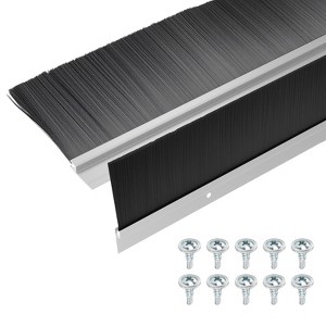 Unique Bargains Aluminum Nylon Door Brush Bottom Sweeps 35.46" x 5.83" Silver 2 Pcs - 1 of 4