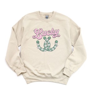 Simply Sage Market Women's Graphic Sweatshirt Lucky Horseshoes - 1 of 3