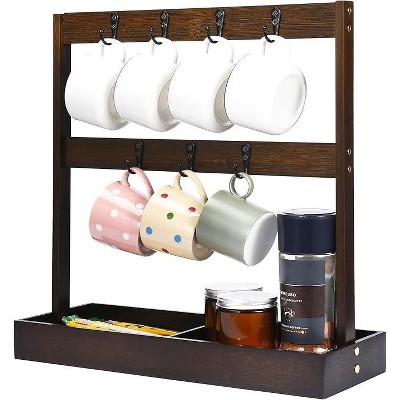 REGAL TRUNK & CO. 7-Cup Coffee Mug Holder for Countertop, Black